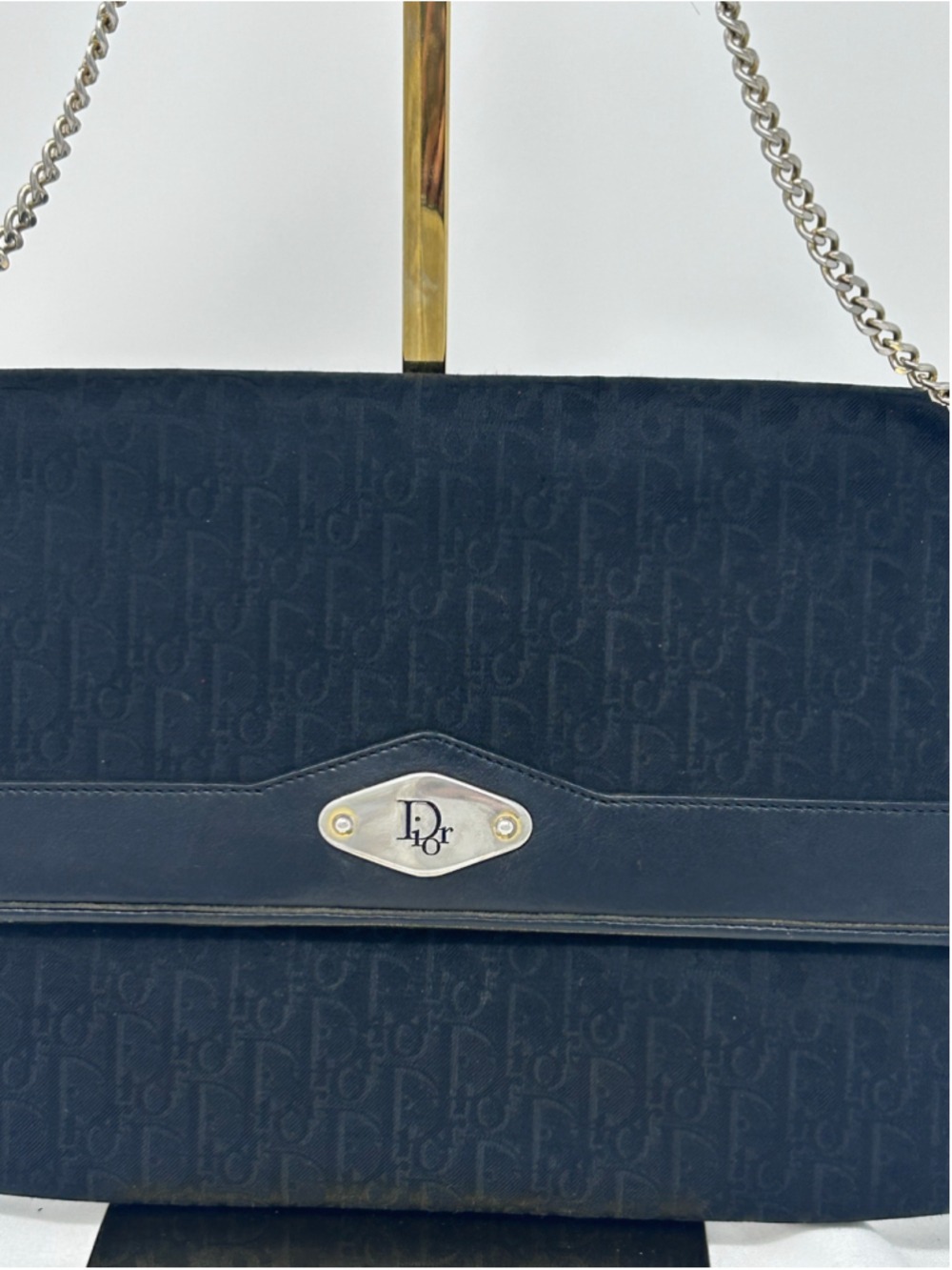Christian Dior Trotter Monogram Chain Shoulder Bag Black Envelope - Picture 2 of 14